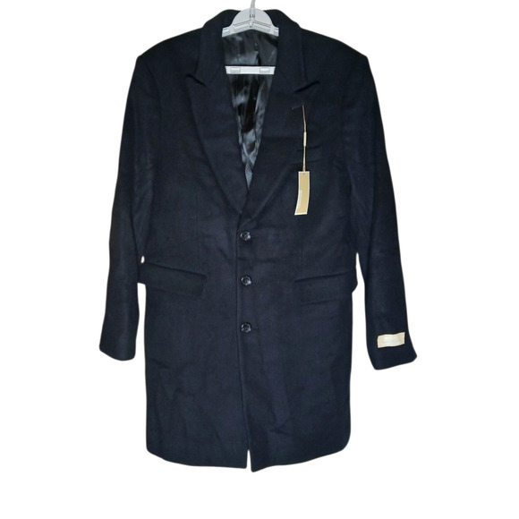 Michael Kors Mens 40S Coat Black Slim Wool Cashmere Blend MMK19675 NWT $495 - Picture 1 of 11